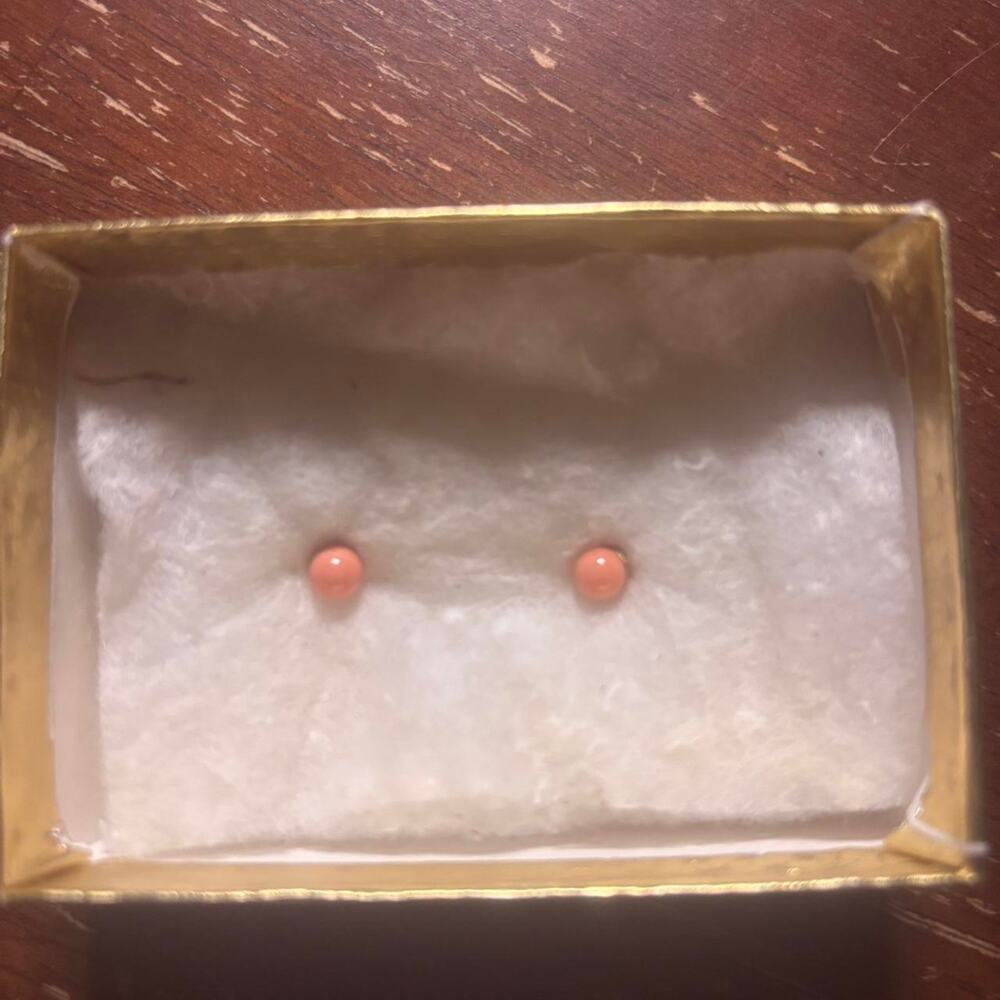 Pink coral stud earrings in